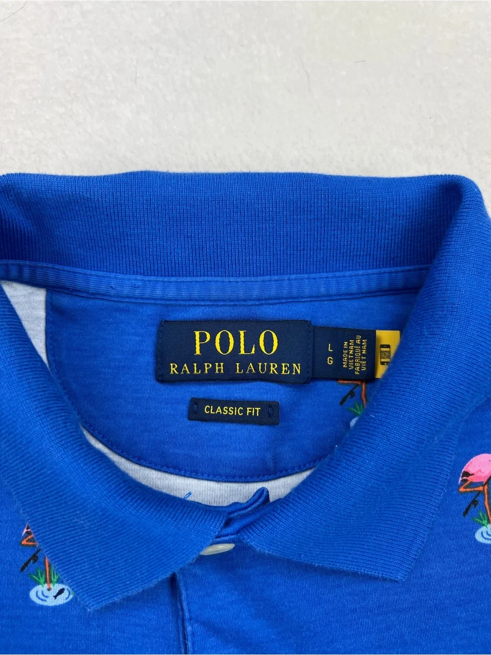 Ralph Lauren Royal Blue Polo with Pink Flamingo Embroidery